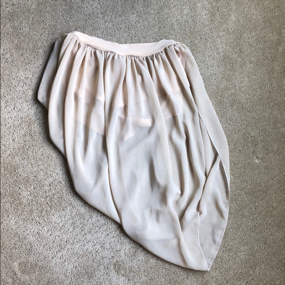 Nude Asymmetrical Dance Costume Skirt